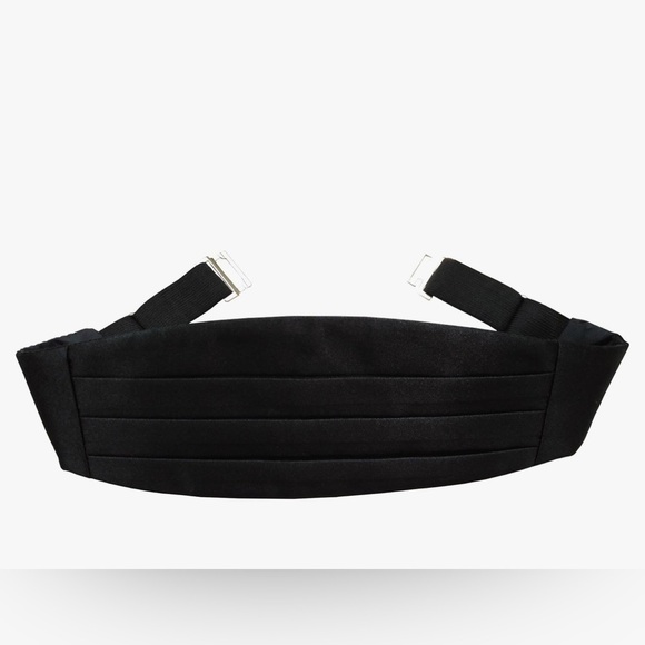 Men’s Lustre Satin Adjustable Black Cummerbund - Picture 1 of 10